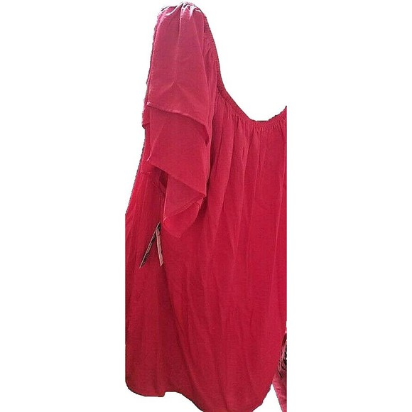 terra & sky Red Silky Soft Size 2X Poet Blouse Oversized Flowing Boho - Picture 4 of 6